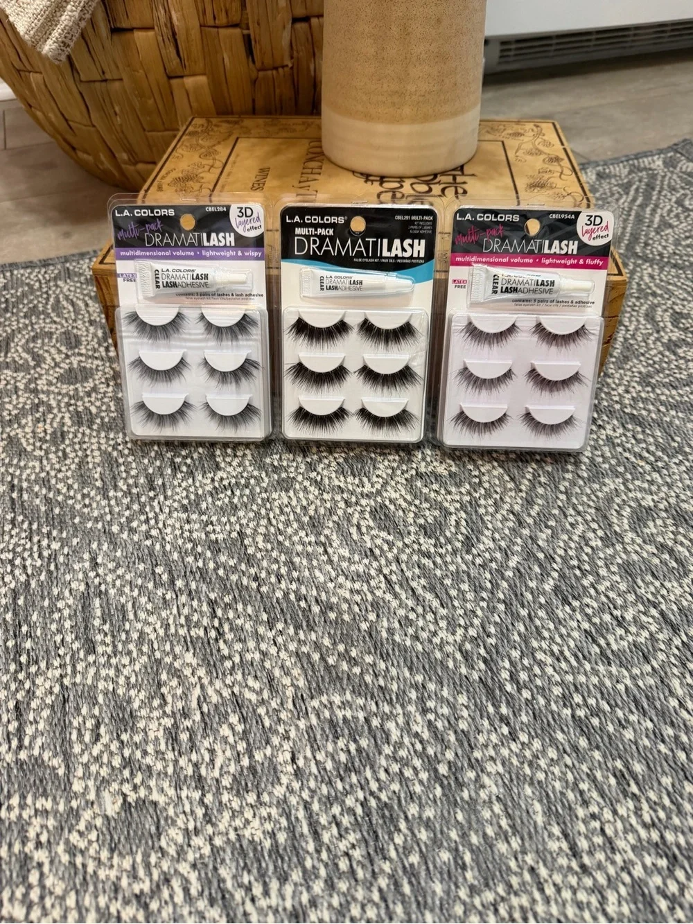 New Fake Eyelashes Bundle- L.A. Colors - 9 Pairs + 3 Lash Adhesives DramatiLash